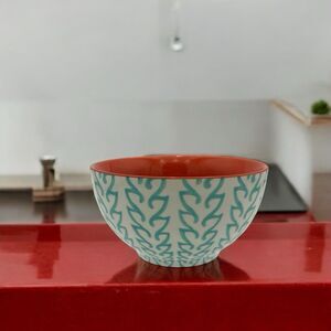 Baum Brothers Tangiers Turquoise and Orange ~ Ceramic Stoneware Soup Cereal Bowl